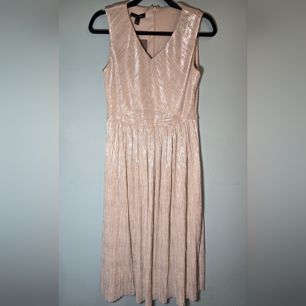Anthropologie Ivy +blu Shimmering Cream Cocktail Dress Wedding Guest Party
